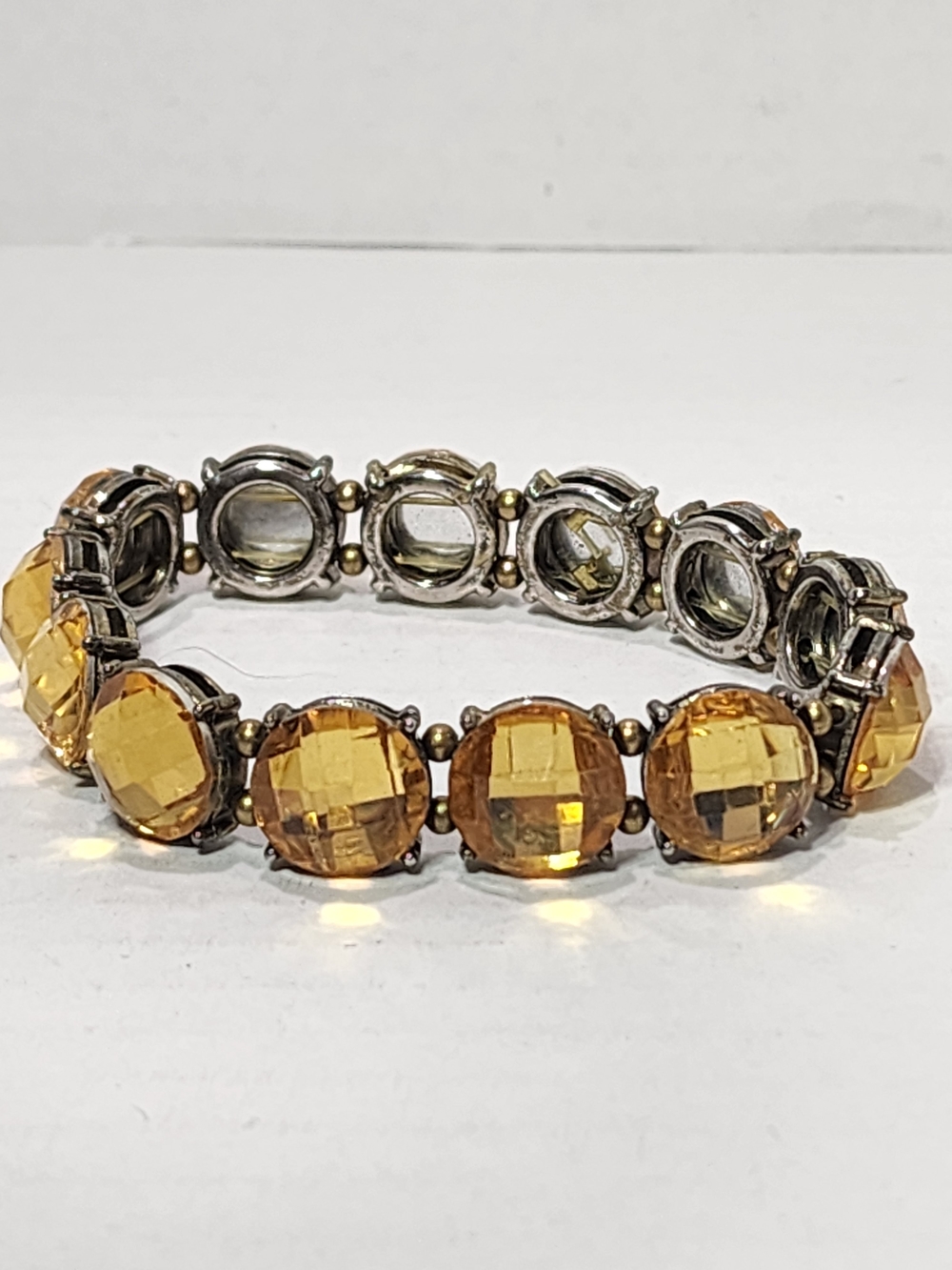 Gold-Tone Citrine Glass Stretch Bracelet - Women Jewelry